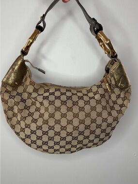 GG Canvas Bamboo Ring Hobo